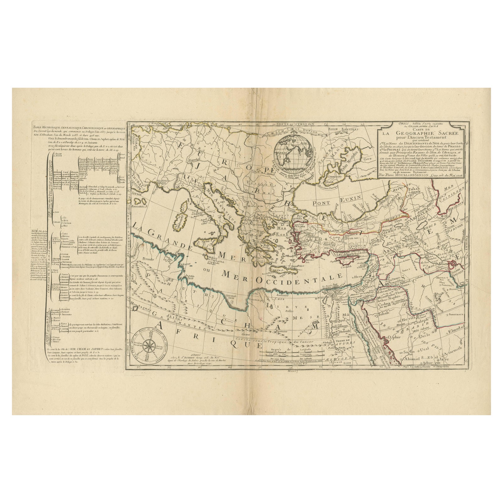 Moullart-Sanson Map of the Holy Land and Sacred Geography of the Old Testament