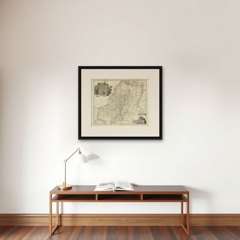 Antique Map of the Holy Land by Van Luchtenburg, c.1720, shown framed on a wall, true to size
