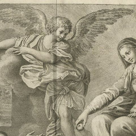 Scarce Plate of Saints Nilus and Bartholomew Kneeling for the Holy Virgin, 1762, close-up 1