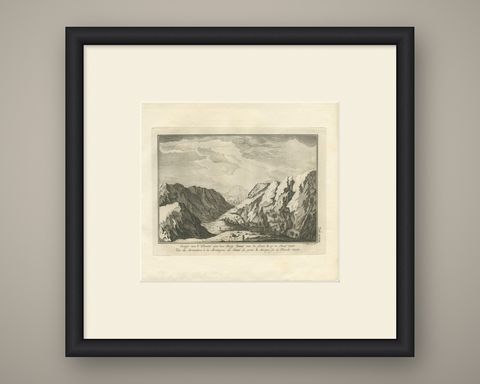 Mount Sinai Monastery from the Second Viewpoint, Antique Print, 1776, shown framed