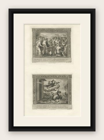 Original Antique Religion Print Depicting God's Covenant with Abraham, C.1850, shown framed