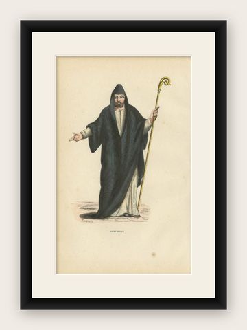 Antique Print of Saint Benoit, 1845, shown framed