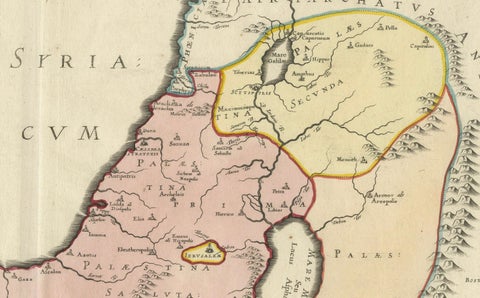 17th-Century Map of the Latin Patriarchate of Jerusalem by Melchior Tavernier, close-up 1