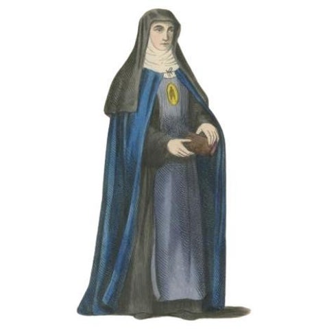 Antique Print of a Nun of Order of Visitation of Holy Mary in Flandres, Belgium, view 2