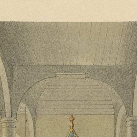 Antique Print of a Church Interior in Batavia by M.T.H. Perelaer, 1888, close-up 1