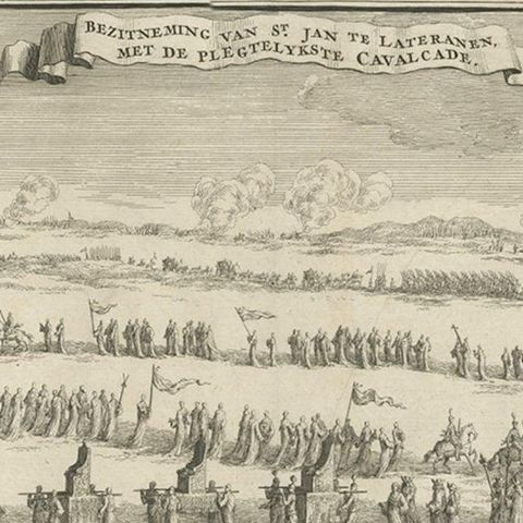 Procession of Horsemen and Cardinals During the Entrance of a New Pope, ca.1700, close-up 2