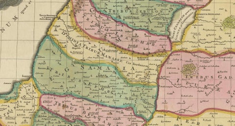 Judaea or Terra Sancta, Twelve Tribes of Israel, Sanson Map, c.1680, close-up 1