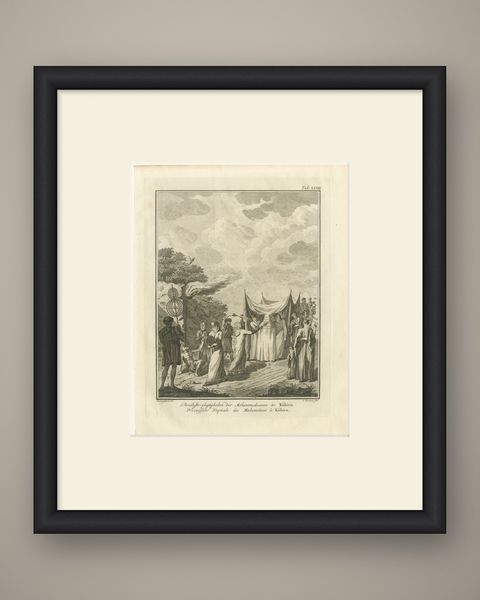 A Muslim Wedding Procession at Cairo, Antique Niebuhr Print, 1776, shown framed