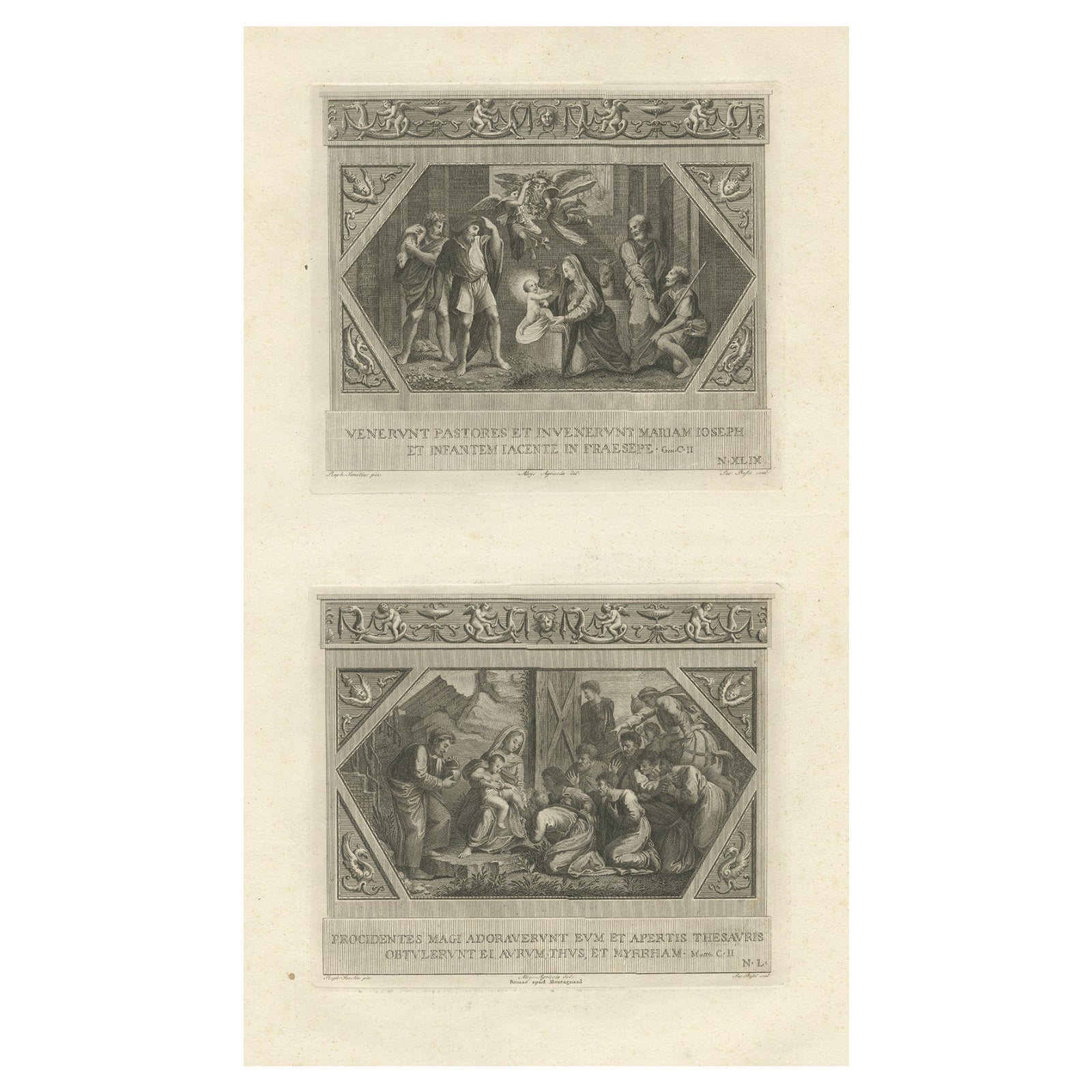 Antique Religion Engraving Illustrating Vatican Frescos Painted by Raphael, 1850