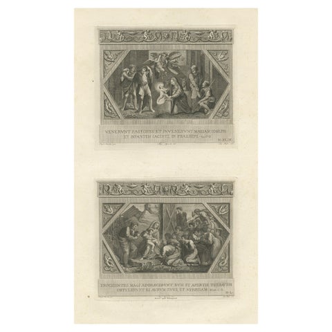 Antique Religion Engraving Illustrating Vatican Frescos Painted by Raphael, 1850
