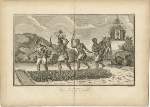 Hindu Fire-Walking Ceremony in Honor of Dharma Raja, Engraving, 1806, view 2