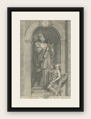 Saint Francis of Paola, engraving by Antonio Gramignani, Rome, 17th century, shown framed