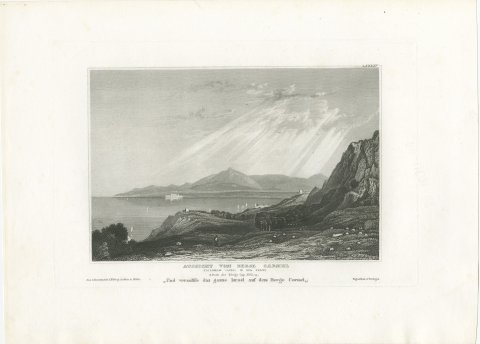View from Mount Carmel toward Acre, Antique Holy Land Engraving, circa 1850, view 2