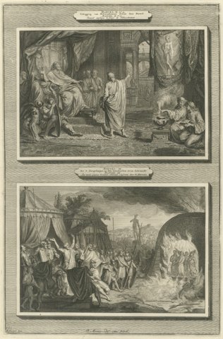 Daniel Interprets the Dream and the Fiery Furnace, Pieter Mortier, circa 1700