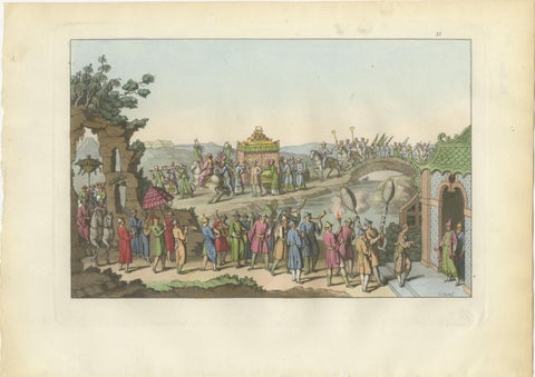 Chinese Ceremonial Processions, Hand-Colored Engravings from Ferrario, 1815, view 3