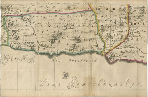 1658 Large Map of the Holy Land by Jansson, Twelve Tribes of Israel in 6 Sheets, view 7