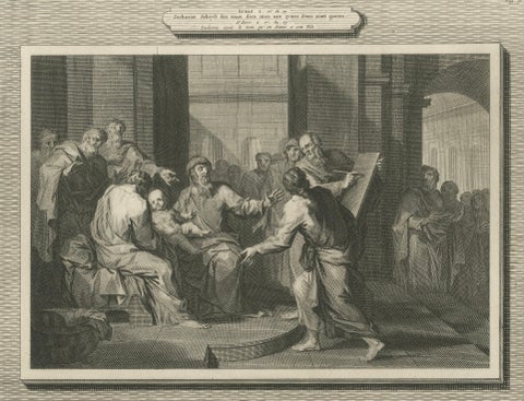 Birth of John the Baptist & Angel Appearing to Joseph, Pieter Mortier, ca. 1700, close-up 6