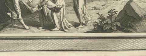 Moses Charges Joshua and the Death of Moses, Mortier Bible circa 1700, close-up 1