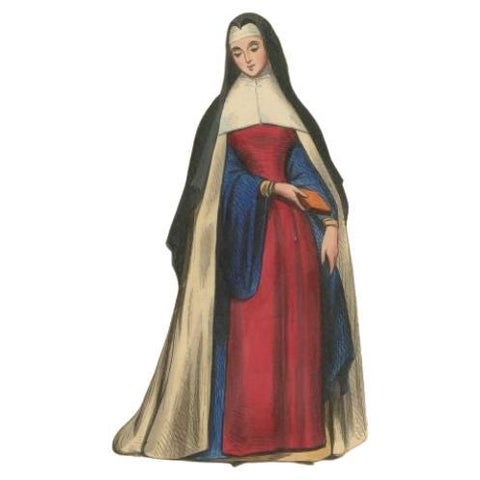 Antique Print of a Nun of Order of Annunciation of the Virgin Mary, 1845, view 2