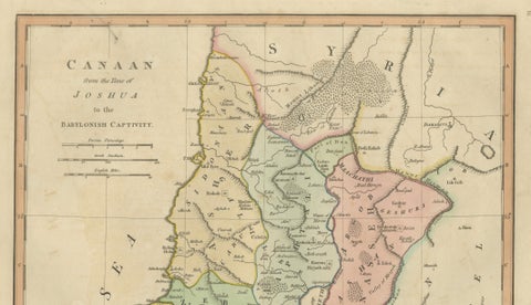 Canaan from Joshua to the Babylonian Captivity, Biblical Holy Land Map, 1823, close-up 3