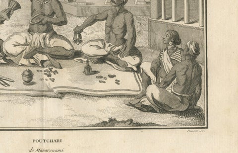 Hindu Priestly Assembly, Poutchari of Maarraami, Engraving, 1806, close-up 2