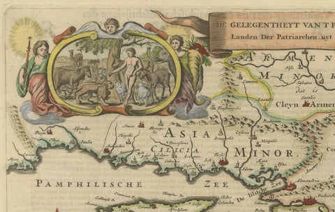 Circa 1686 Daniel Stoopendaal Map: Biblical Sites from Paradise to Canaan, close-up 5