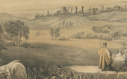 Chromolithograph of the Surroundings of Jerusalem, Biblical Landscape, ca.1862, close-up 1