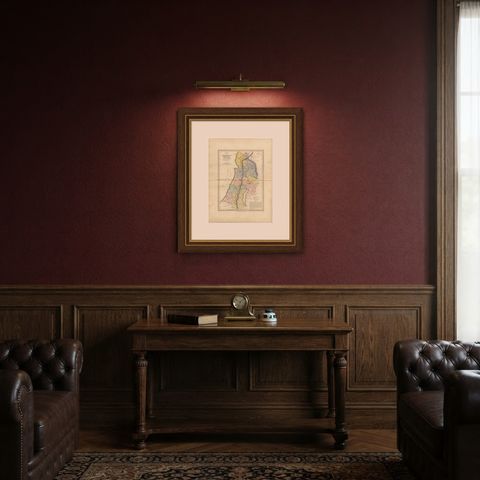 Canaan Divided into the Twelve Tribes, Antique Hand-Colored Map, 1823, shown framed in a room, true to size