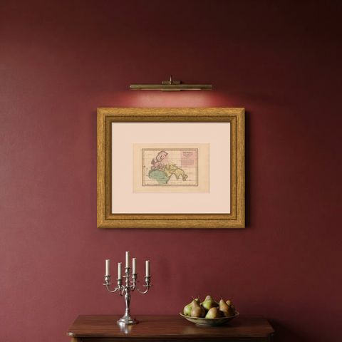 The World at the Time of Christ, Antique Hand-Colored Map, 1823, shown framed on a wall, true to size