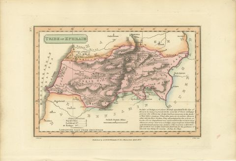 Antique Scripture Map of the Tribe of Ephraim, Hand-Colored, 1823, view 2