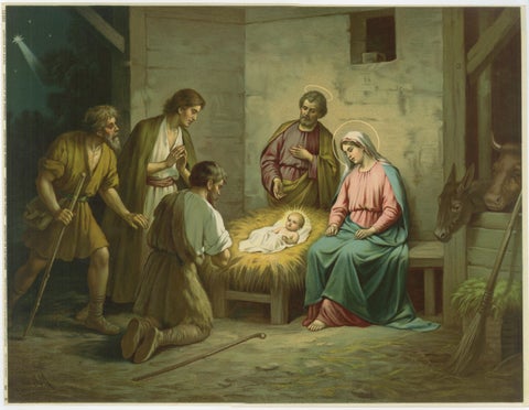 Adoration of the Shepherds Nativity Scene, German Chromolithograph, 1900, view 2