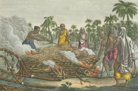 Traditional Hindu Funeral: Cremation of a Brahmin (1827), close-up 5