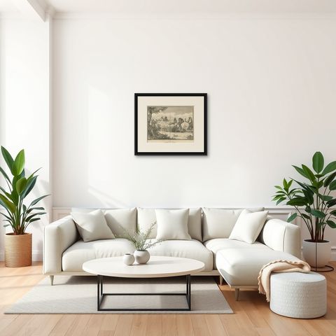 Hindu Funeral Ceremony, Vaishnavite Rites, Sonnerat Engraving, Paris 1806, shown framed in a room, true to size