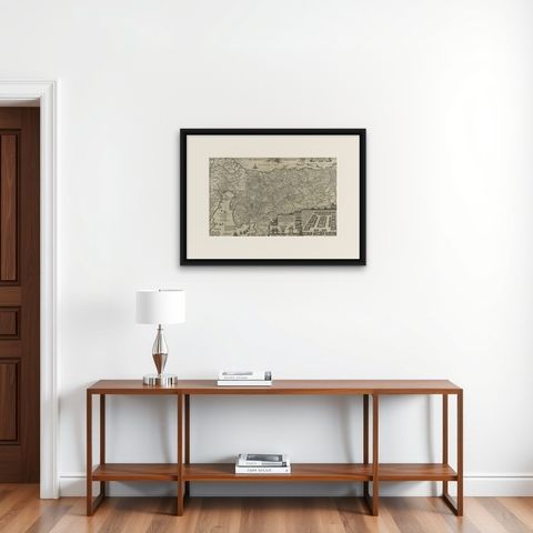 Beautiful Rare Antique Map of the Holy Land, 1648, shown framed on a wall, true to size