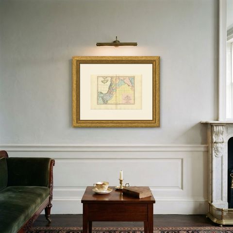 The Dominions of David and Solomon, Antique Hand-Colored Map, 1823, shown framed on a wall, true to size