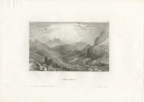 Mount Sinai, Antique View of the Holy Mountain with an Encampment, circa 1850, view 2