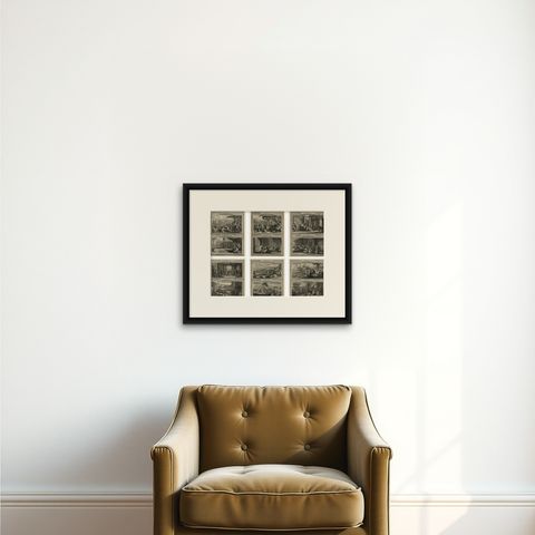 Biblical History Engravings, Joseph and Moses, Dutch Bible Series c.1700, shown framed on a wall, true to size