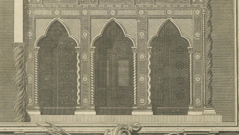 Antique Westminster Abbey Monument Engraving, Vertue, England, c.1735, close-up 3