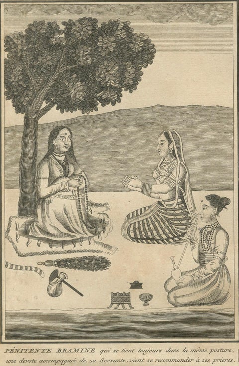 Indian Brahmin Penitents and Pilgrim, Rare 18th Century Ritual Engraving, 1734, close-up 5