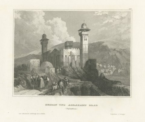 Hebron and the Tomb of Abraham, Antique View with Minarets, circa 1850
