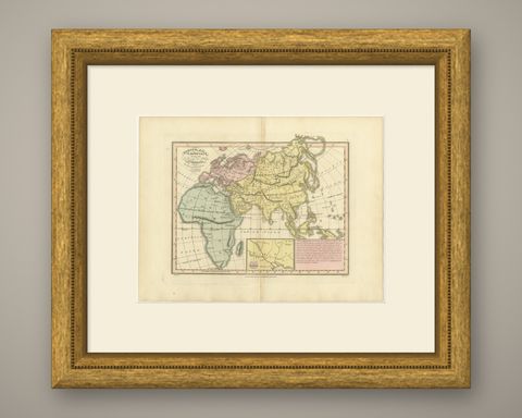 Europe, Asia and Africa After the Flood, Antique Wyld Map, 1823, shown framed