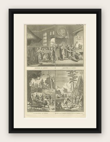 Marriage, Baptism, and Other Customs of the Sami People in Lapland, 1726, shown framed