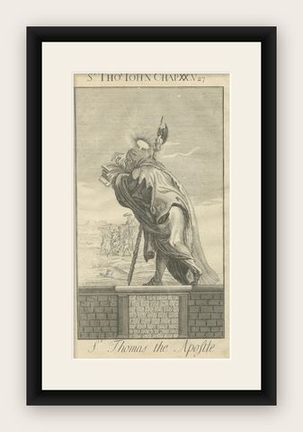 St. Thomas Apostle Engraving, John XX Doubting Thomas c.1735, shown framed