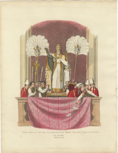 Pope Pius VII Giving His Benediction from St Peter’s Balcony, Engraved in 1819, view 2