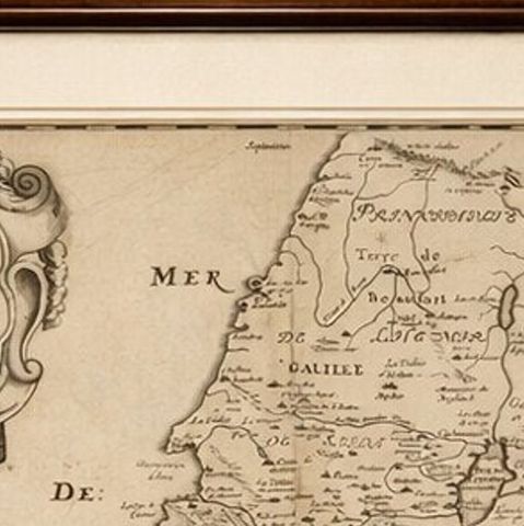 Holy Land Antique Map, Palestine, Syria, Levant Region, De la Rue Paris c1700, close-up 1