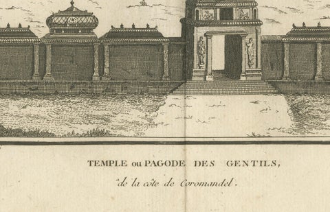 1806 Engraving of Arunachalesvara Temple, Hindu Pagoda on Coromandel Coast, close-up 2