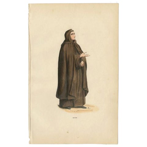 Antique Print of a Minim Monk, 1845