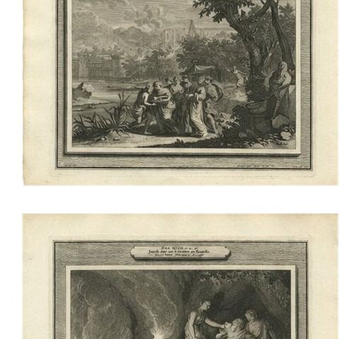Antique Bible Print Set, Genesis & Exodus Scenes, Mortier c.1700, close-up 2