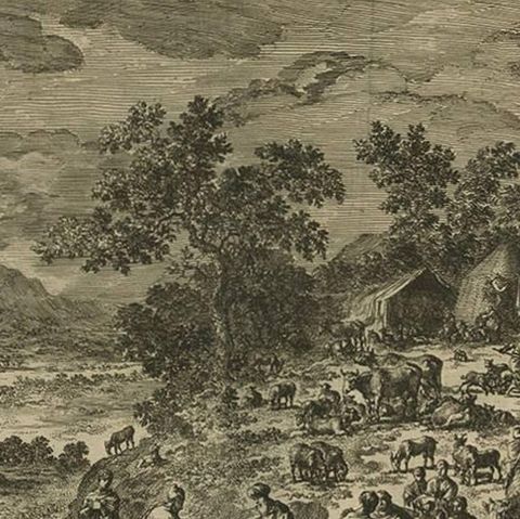 Antique Bible Print of Abram from the Biblia Sacra, 1743, close-up 1