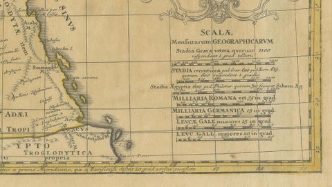 Antique Biblical Map Holy Land, David & Solomon Kingdoms, Hase 1739, close-up 5